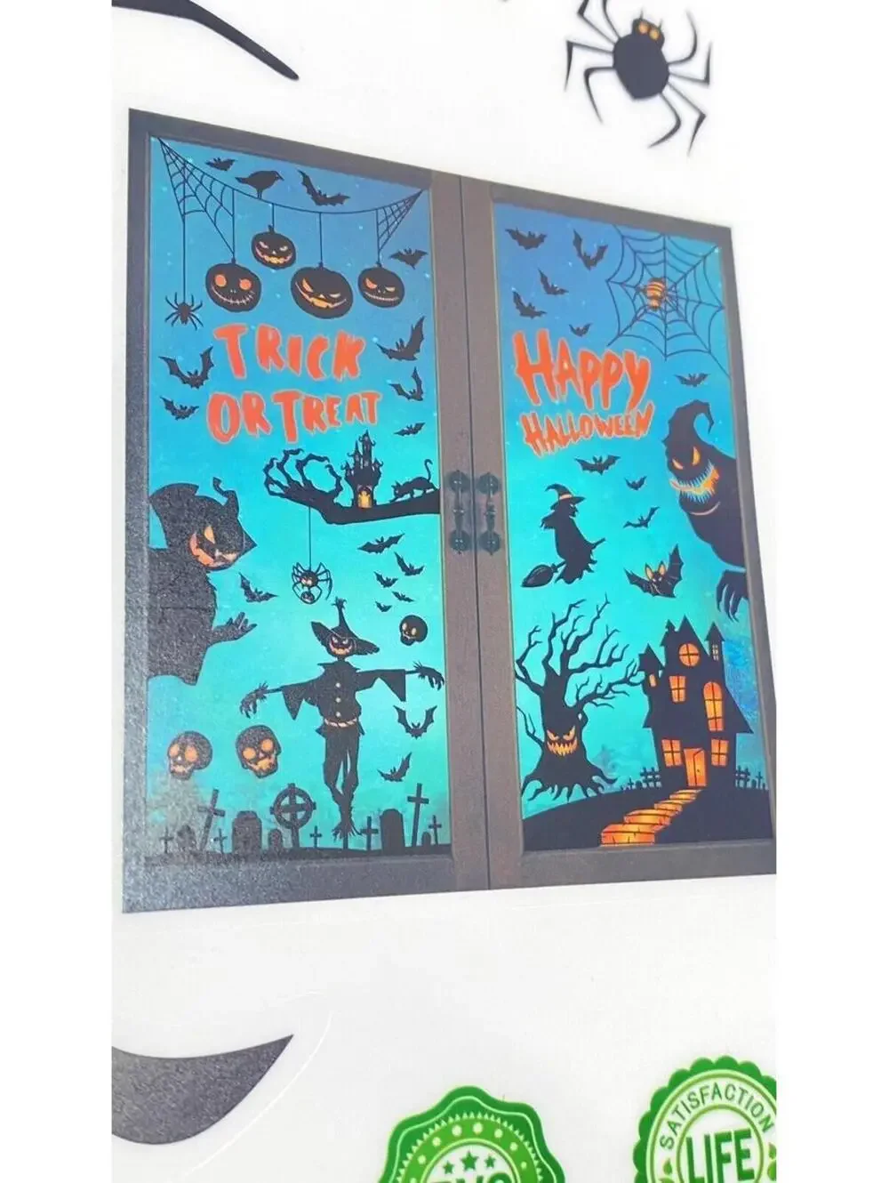Halloween Window Stickers, Cling Adhesive Window Creepy Pumpkin Decor, Brand New